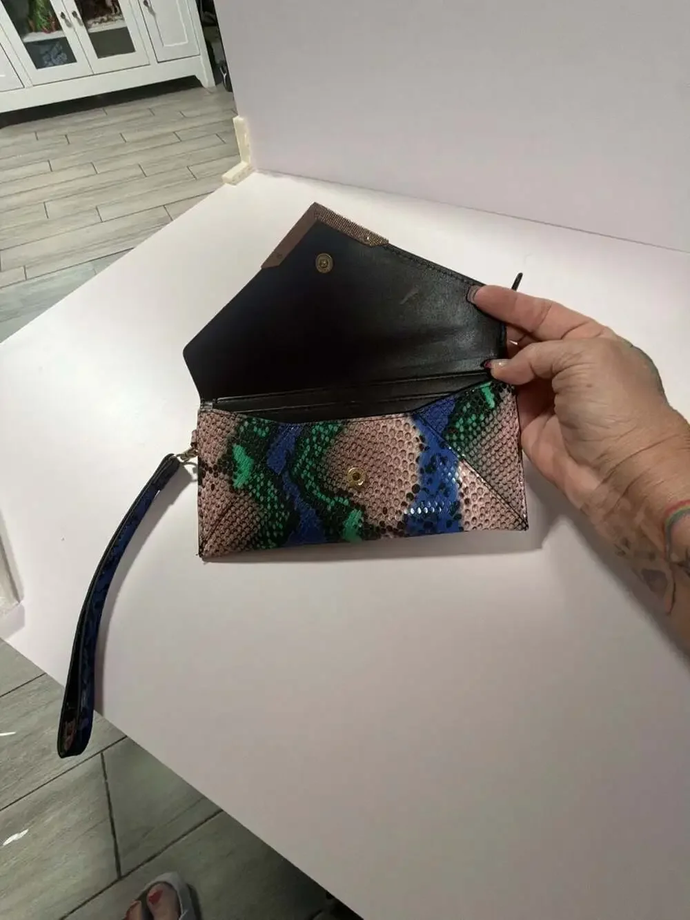 Aldo Elizabeta Multi-Colored Faux Snakeskin Envelope Wristlet